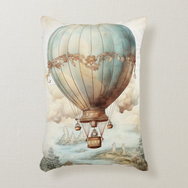  Steampunk Hete Luchtballon (2) Accent Kussen (Voorkant(Verticaal))