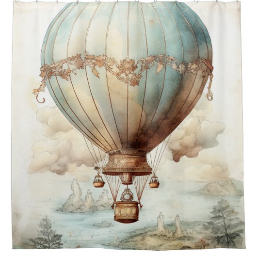  Steampunk Hete Luchtballon (2) Douchegordijn (Voorkant)
