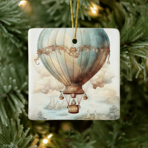  Steampunk Hete Luchtballon (2) Keramisch Ornament