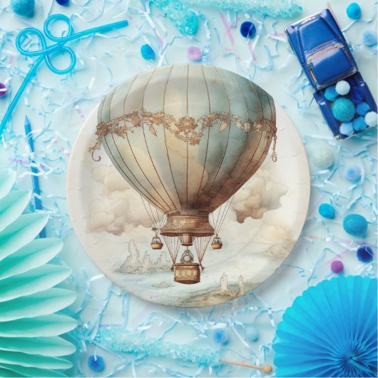  Steampunk Hete Luchtballon (2) Papieren Bordje (Feest)