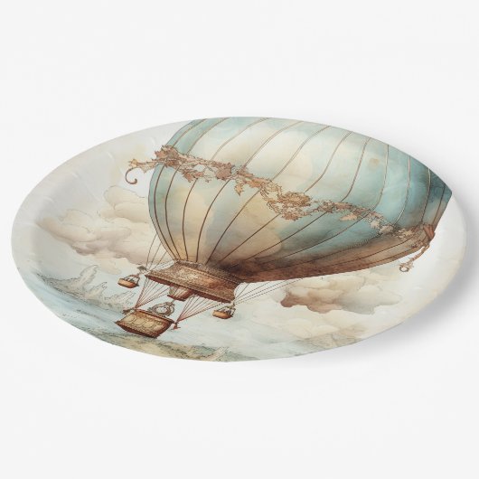 Steampunk Hete Luchtballon (2) Papieren Bordje (Gekanteld)