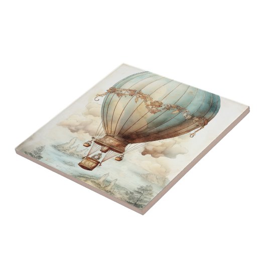 Steampunk Hete Luchtballon (2) Tegeltje (Zijkant)