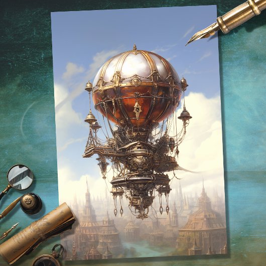 Steampunk Hete Luchtballon 3 Decoupage Document Tissuepapier