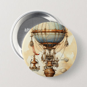  Steampunk Hete Luchtballon (3) Ronde Button 7,6 Cm