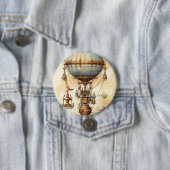 Steampunk Hete Luchtballon (3) Ronde Button 7,6 Cm (In situ)
