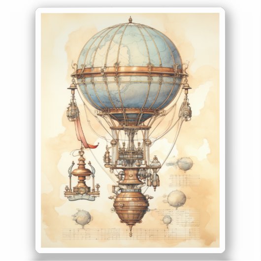  Steampunk Hete Luchtballon (3) Sticker (Voorkant)