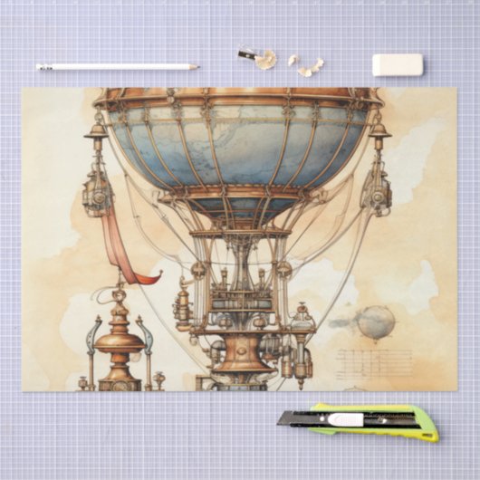  Steampunk Hete Luchtballon (3) Tissuepapier (Craft)