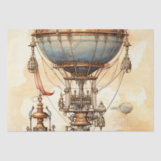  Steampunk Hete Luchtballon (3) Tissuepapier (Voorkant)