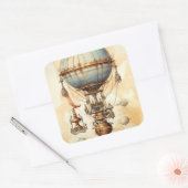 Steampunk Hete Luchtballon (3) Vierkante Sticker (Envelop)