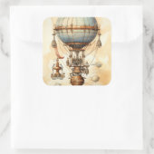 Steampunk Hete Luchtballon (3) Vierkante Sticker (Tas)