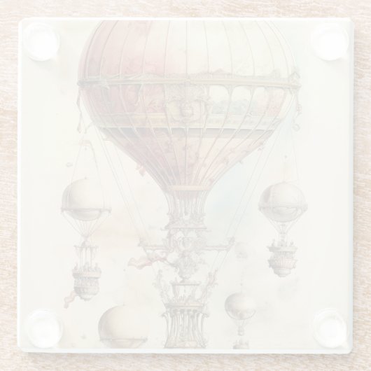  Steampunk Hete Luchtballon (4) Glazen Onderzetter (Achterkant)