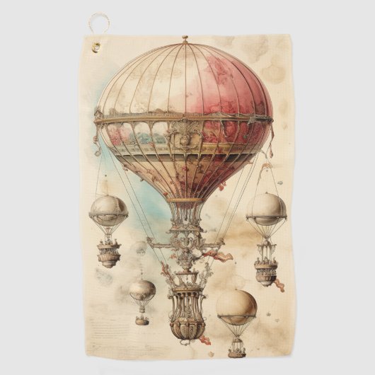  Steampunk Hete Luchtballon (4) Golfhanddoek (Voorkant)