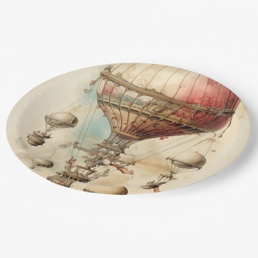  Steampunk Hete Luchtballon (4) Papieren Bordje (Gekanteld)