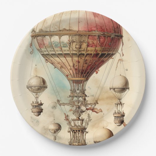  Steampunk Hete Luchtballon (4) Papieren Bordje (Voorkant)
