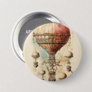 Steampunk Hete Luchtballon (4) Ronde Button 7,6 Cm