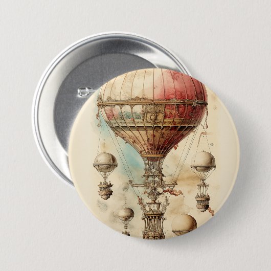 Steampunk Hete Luchtballon (4) Ronde Button 7,6 Cm (Voorkant /achterkant)