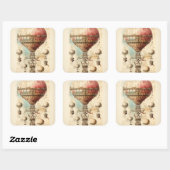 Steampunk Hete Luchtballon (4) Vierkante Sticker (Vel)