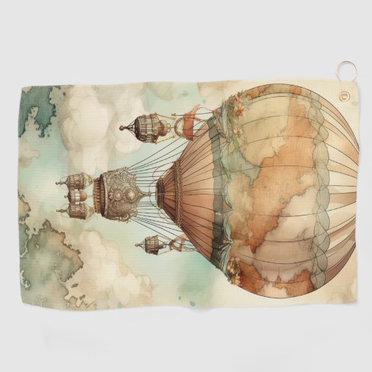  Steampunk Hete Luchtballon (5) Golfhanddoek (Horizontaal)