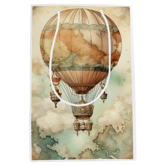  Steampunk Hete Luchtballon (5) Medium Cadeauzakje (Voorkant)