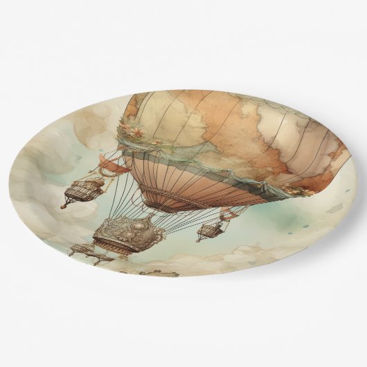  Steampunk Hete Luchtballon (5) Papieren Bordje (Gekanteld)