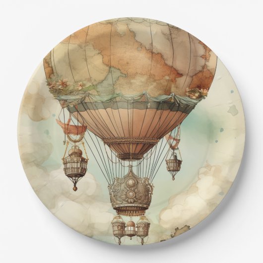  Steampunk Hete Luchtballon (5) Papieren Bordje (Voorkant)