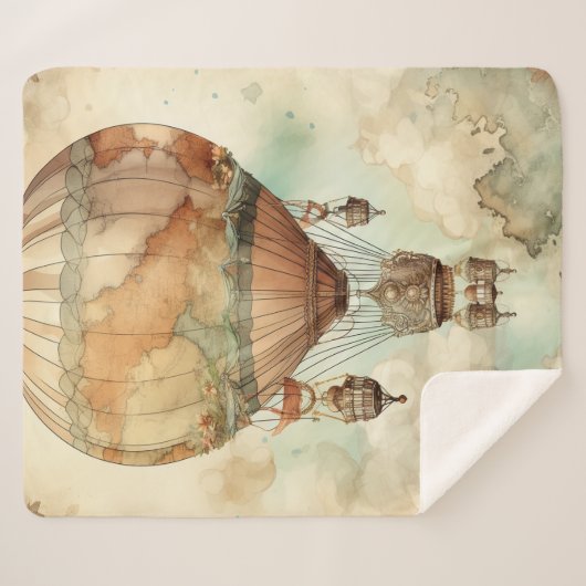  Steampunk Hete Luchtballon (5) Sherpa Deken (Voorkant (horizontaal))