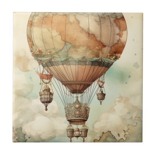 Steampunk Hete Luchtballon (5) Tegeltje (Voorkant)