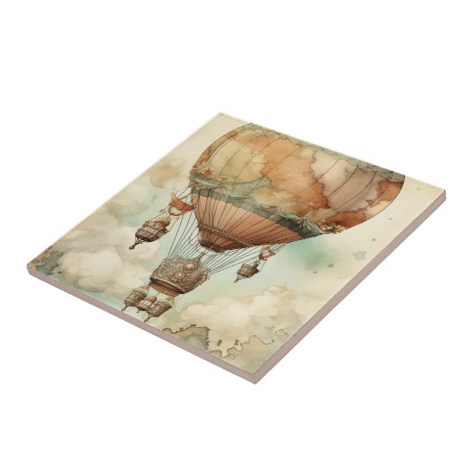 Steampunk Hete Luchtballon (5) Tegeltje (Zijkant)