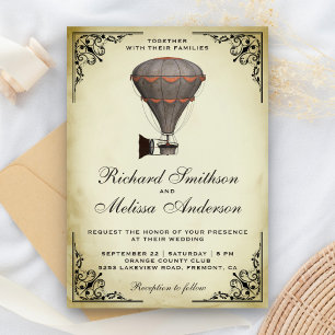 Steampunk Hete Luchtballon Bruiloft Uitnodiging