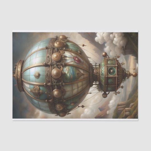 Steampunk Hete Luchtballon Decoupage Tissuepapier (Voorkant)