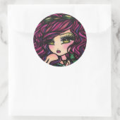 Steampunk Hete Luchtballon Meisje Fantasy Kunst Ronde Sticker (Tas)