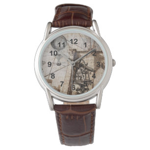 steampunk heteluchtballon en telescoop horloge