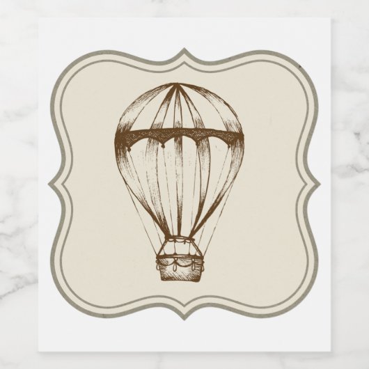 Steampunk  heteluchtballon wijn etiket (Enkel label)