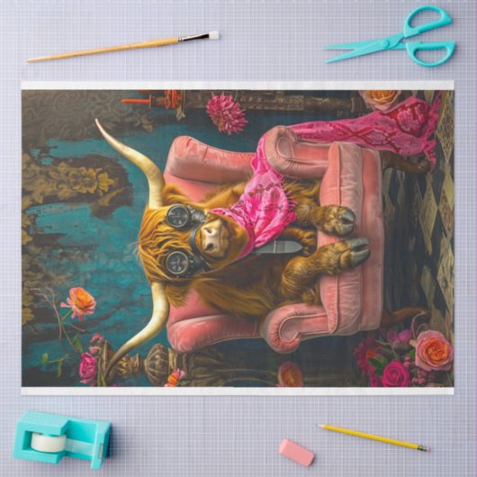 Steampunk Highland in Roze Fauteuil Decoupage Tissuepapier (Craft)