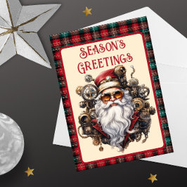Steampunk Hipster Kerstman Feestdagenkaart