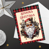 Steampunk Hipster Santa Feestdagenkaart