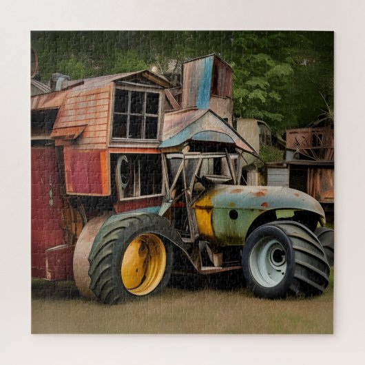 Steampunk Hoesje Steam Tractor & Barn Legpuzzel (Verticaal)