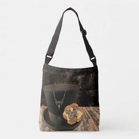 Steampunk hoge hoed cross body tas (Voorkant)