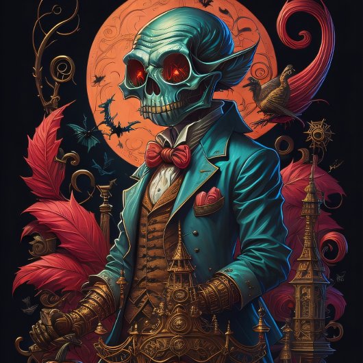 Steampunk Holloween Ghoul met pompoenpleister Tissuepapier