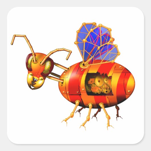 steampunk hommel vierkante sticker (Voorkant)