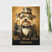 Steampunk Hond, Champagne, Aangepaste Naam AH3O Mo Kaart (Voorkant)