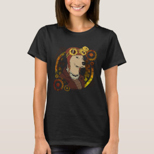 Steampunk Hond Dragen Aviator Helm Gears & Cogs T-shirt