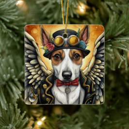 Steampunk hond met vleugels keramisch ornament