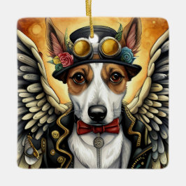 Steampunk hond met vleugels keramisch ornament