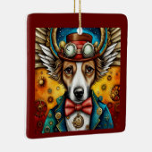 Steampunk hond met vleugels keramisch ornament (Rechts)