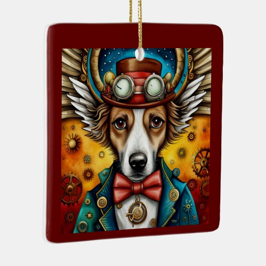 Steampunk hond met vleugels keramisch ornament (Rechts)
