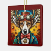 Steampunk hond met vleugels keramisch ornament (Links)