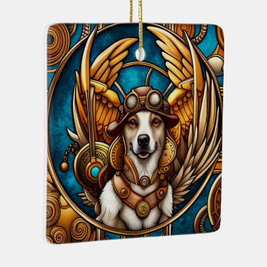 Steampunk hond met vleugels keramisch ornament (Rechts)