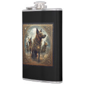 Steampunk honden op de jacht fles heupfles (Links)