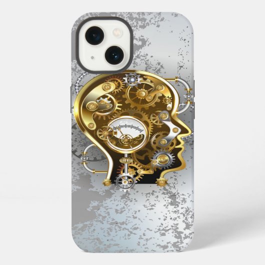 Steampunk hoofd met manometer iPhone hoesje (Achterkant)